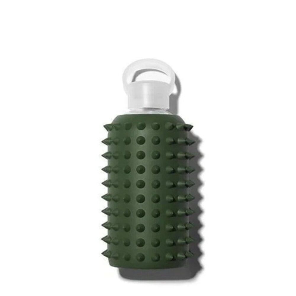 BKR Glass Water Bottle Spiked Cash (Opaque Army Green) Little 16oz/500ml